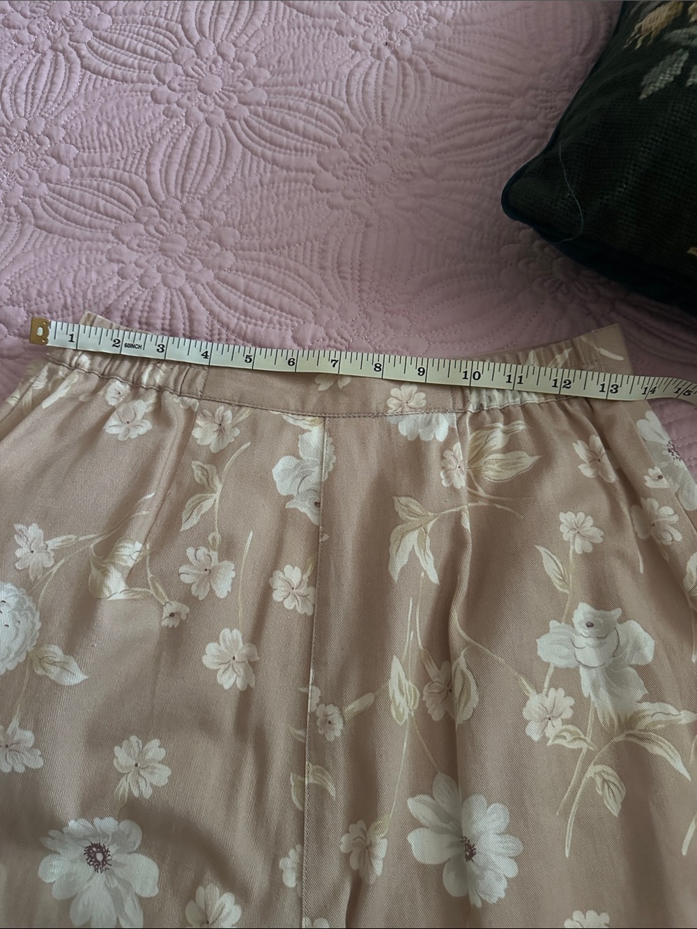 Susan Bristol Beige Floral A-Line Skort, elastic waist, shorts, jorts, vintage - Picture 9 of 11
